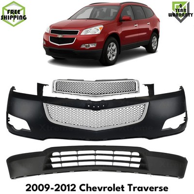 Front Bumper Cover Primed & Grille Assembly Kit For 2009-2012 Chevrolet Traverse