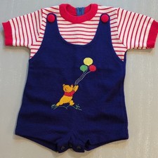 Sears Red and Blue Winnie the Pooh Baby Romper