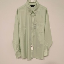 Tommy Hilfiger Men’s Dress Shirt 2XL Button Down Light Green Stretch 18.5 34/35