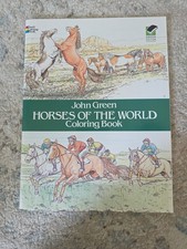 Horses of the World Coloring Book by John Green 1985, Trade Paperback 
