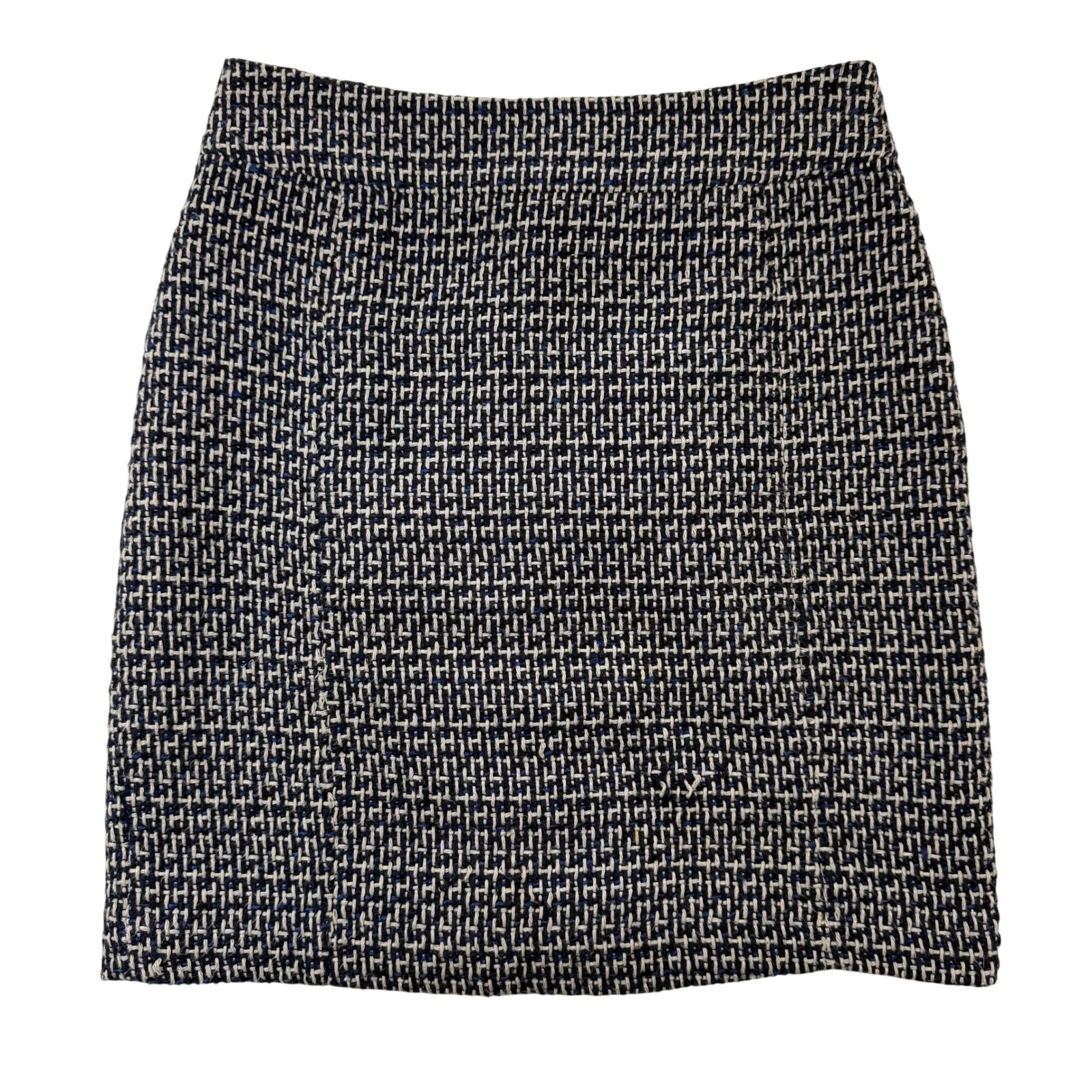 Tory Burch Navy Blue White Tweed Mini Skirt A-Line Textured Lined Size 2