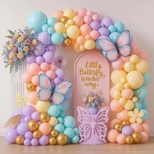 147pcs Pastel Butterfly Balloon Garland for D...