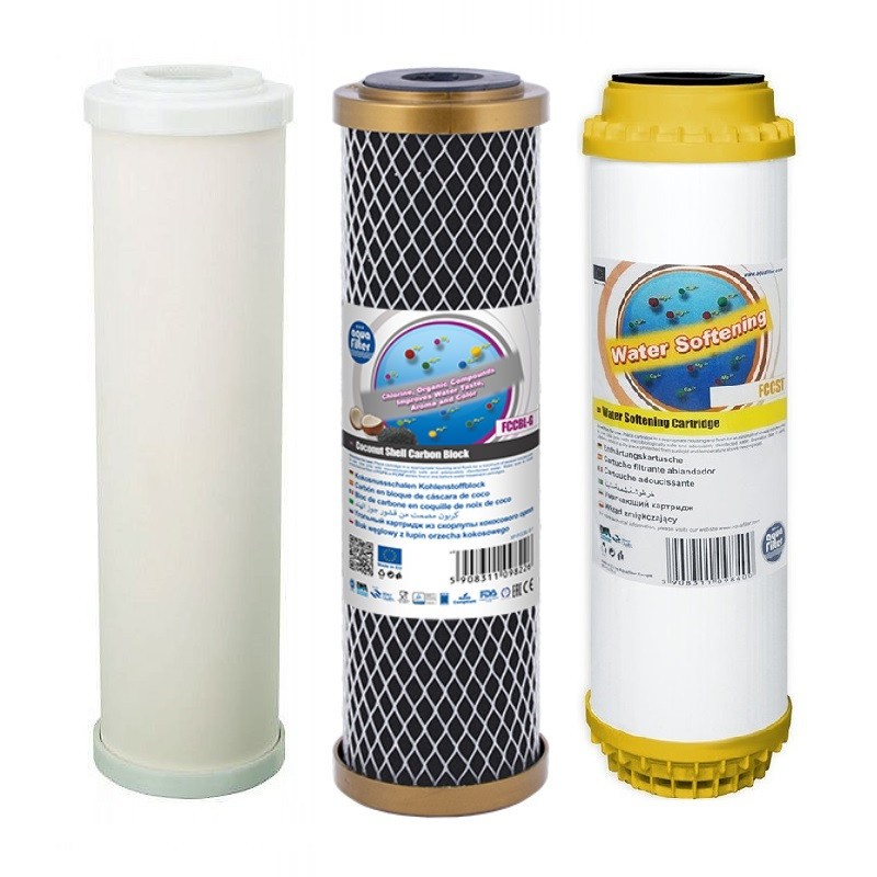 Aquafilter Set of 3 Replacement Ceramic Filter Water Purifier Softening 10""