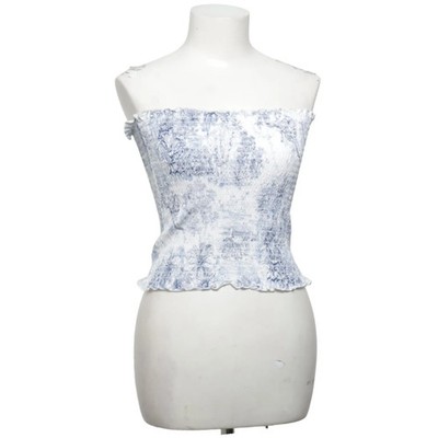 H&M, Tube Top, Größe: M, Blau/Weiß, Baumwolle/Elasthan, Print, Damen #rMv