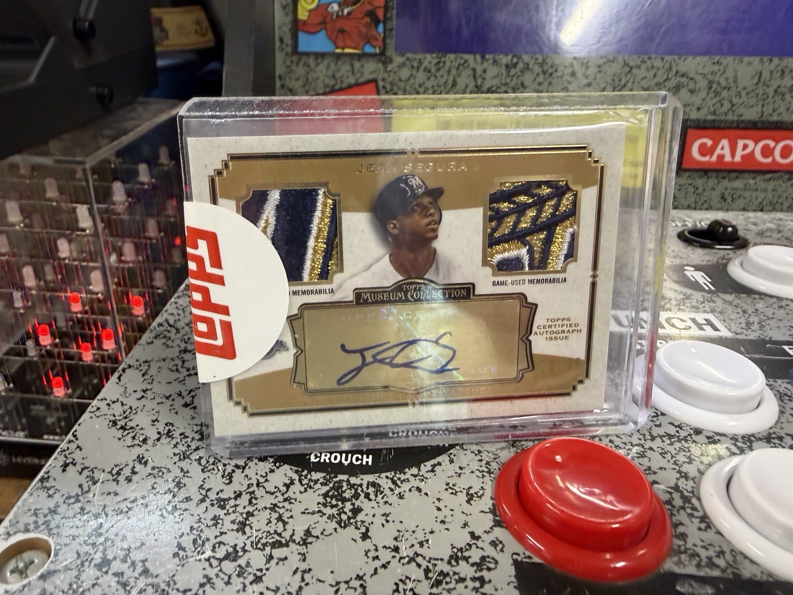 2013 Topps Museum Collection Jean Segura Auto Patch Game Used Brewers Logo /25 view 9