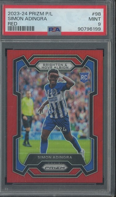 2023-24 Panini Red Prizm PL Soccer #98 Simon Adingra RC Rookie 22/199 PSA 9