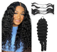 Deep Wave Feather Crochet Human Hair Extensions 18 Inch 100 Gram