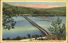 Harrisburg Pennsylvania Rockville Bridge longest stone arch linen postcard