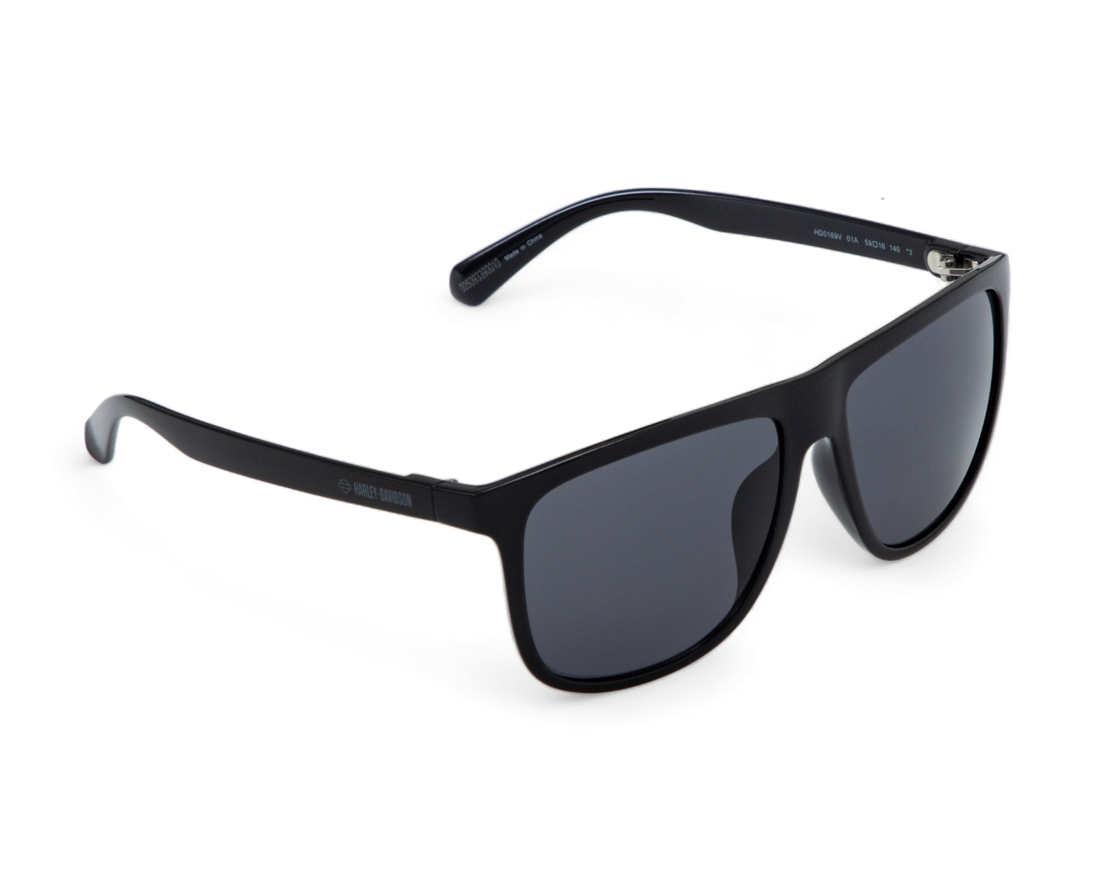 Harley Davidson HD0169V 2N Black Square Sunglasses Matte Black Frame 59-16-140