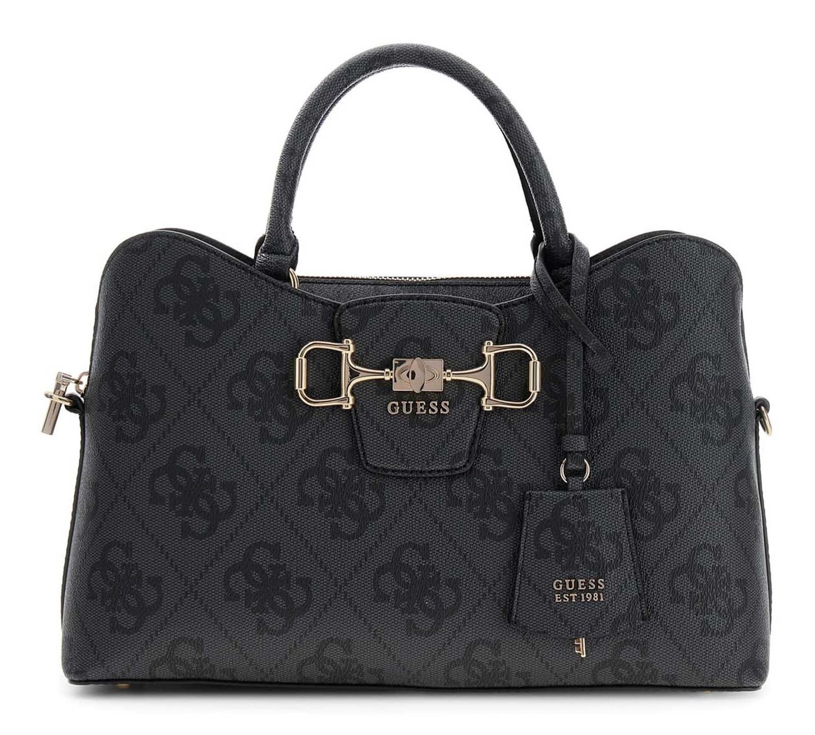 GUESS cross body bag Janie Logo Girlfriend Satchel Coal Logo