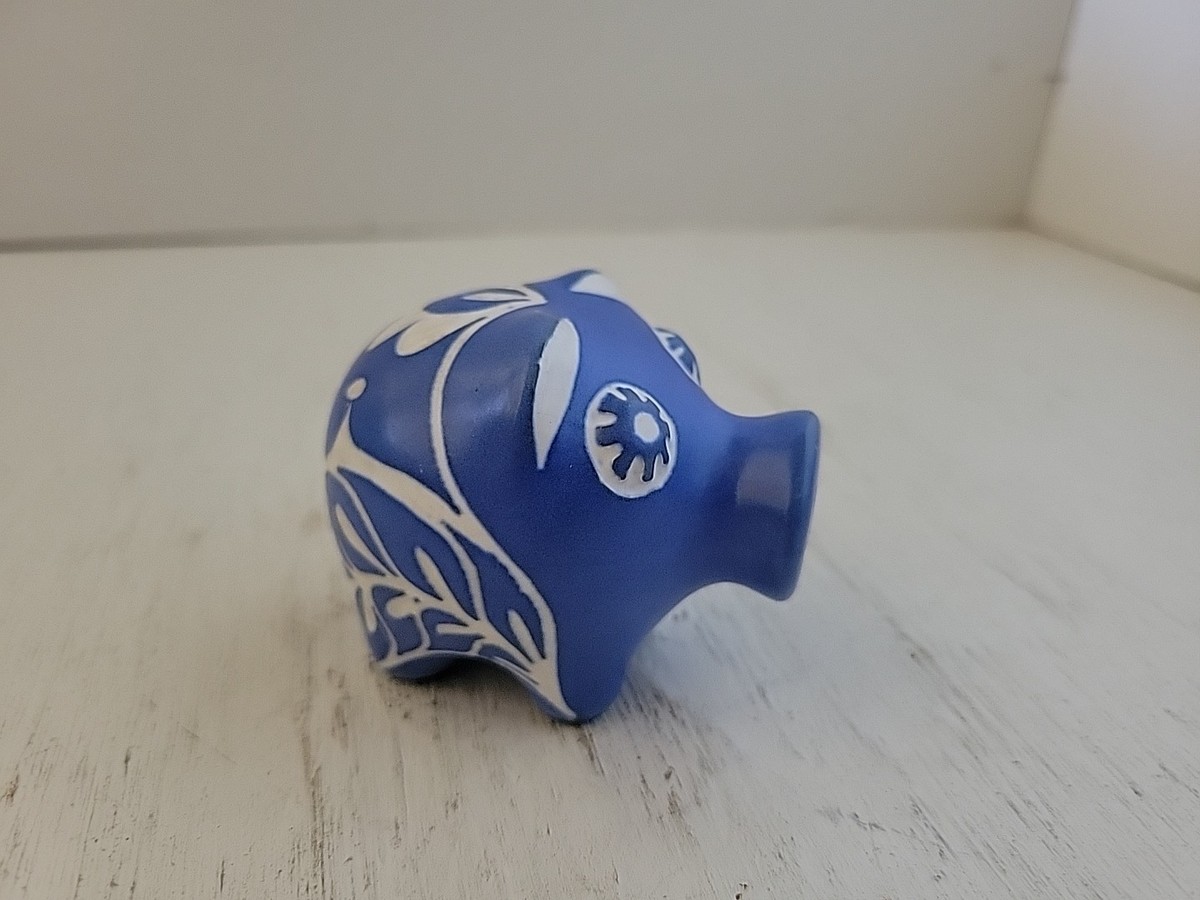 Art Pottery by Pablo Zabal Chile Blue Pig Miniature | eBay