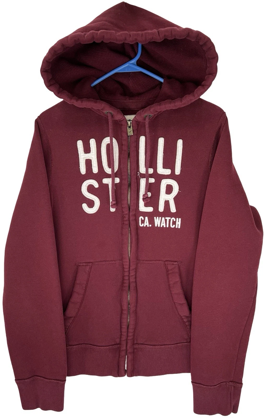 Vintage Y2K Hollister Grunge Thermal Lined Hood Zip Up Hoodie Sz Medium Surf
