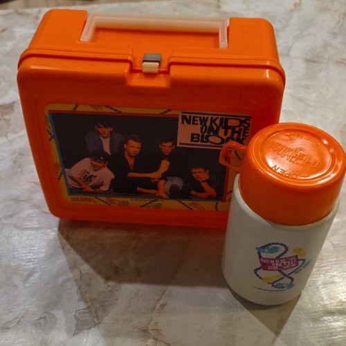 Thermos New Kids on the Block Orange Plastic Lunchbox w/ Thermos Bottle