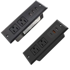 Desk Power Strip Type C 20PD Fast Charge, Recessed Desktop Power Outlet USB 3A