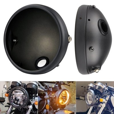 7 Motorrad Retro LED Scheinwerfer Basis in Schwarz
