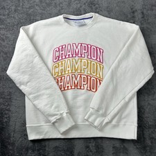 White Champion crewneck sweatshirt Medium Champion Colorful Logo