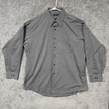 Arrow Shirt Mens XL 17.5 34/35 Gray Pinstripe Wrinkle Free Dress Business Office