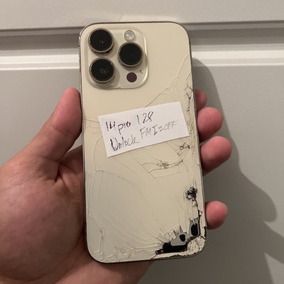 Apple iPhone 14 Pro 128 GB Unlocked Cracked Front & Back Still Has Power FMI=OFF