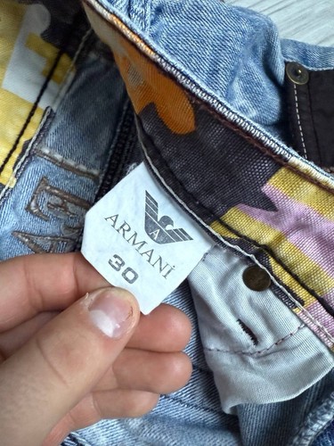 Vintage Emporio Armani Blue Denim Jeans Rare Big Logo 30 Size - Bild 6 von 7