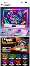 LED Acrylic Note/Message Board 8.5 x 11 in Portable Touch Control Light-Up