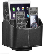 Leather Remote Control Holder, 360 Degree Spinning Desk TV Remote Caddy/Box,Beds