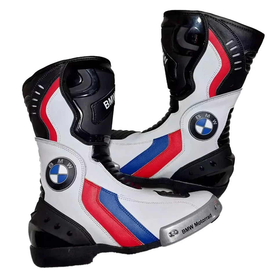 Moto Cuir Bottes Homme Bottes De Motard En Cuir Bottes De Moto En Cuir Courses - Photo 1/3