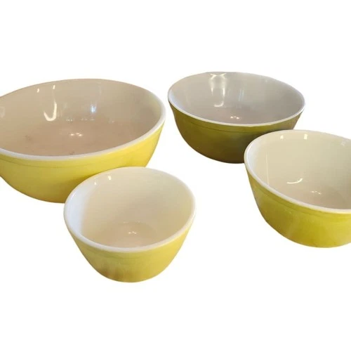 Vintage Pyrex Mixing Bowl Set 2 Yellow 2 Avocado