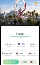 Level 50+ three moves Shiny Yveltal LA Background/ Pok�mon GO Trade