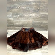 Designer France Black Brown Fur Coat Cape Wrap