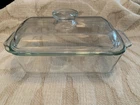 Pyrex Clear Glass Green Tint Loaf Pan  213-R- 1.5QT /1.5L W/Handled Glass Lid