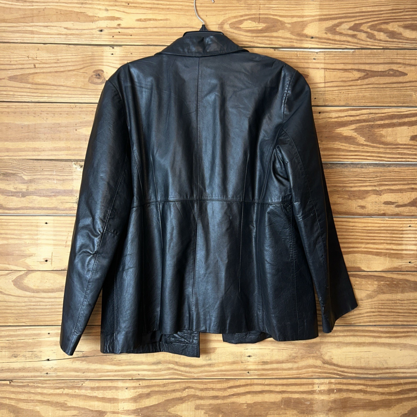 Wilsons black leather jacket two button front sid… - image 6