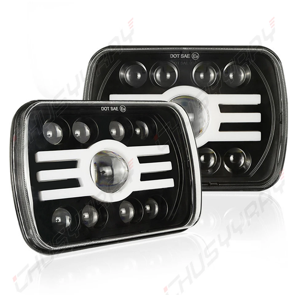2x Faros LED Cromo 7X6 Hi-Lo DRL Señal de giro Ajuste Dodge D100 D150 D250 D350 Foto 2 de 4