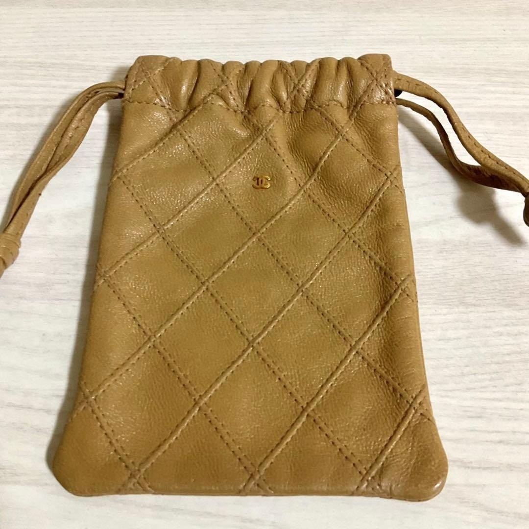 Auth CHANEL Bicolore Coco Mark Drawstring Pouch l… - image 1