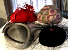 Vintage Woman  s Hats Mixed Lot Of 4. Sold As Is
