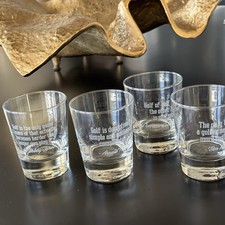 Golf Engraved Arnold Palmer, Ben Hogan, etc., Set Of 4 Whiskey Beverage Glasses