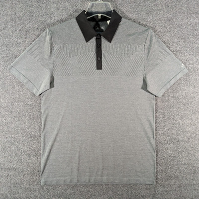 Adidas Polo Shirt Mens Large Gray Climacool Golf Performance Athletic Top