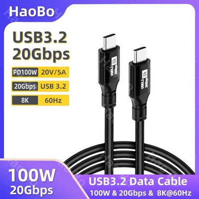 USB C to C 5A 100W PD Fast Charging 20Gbps Cable USB3.2 Gen2x2 8K 4K Video Outpu