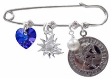 Better Than Buttons Sun  Moon Bridal Pin Something Blue, Old,  New Jewelry