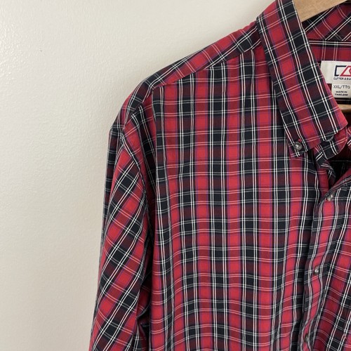 CUTTER & BUCK Shirt Mens 2XL XXL (Smaller) Red Plaid Long Sleeve Button Down - Picture 7 of 16