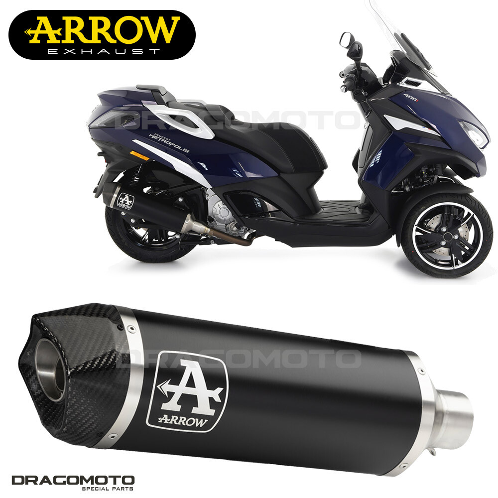 Silenziatore PEUGEOT METROPOLIS 400 2017 2018 ARROW ALU Nero CC URBAN