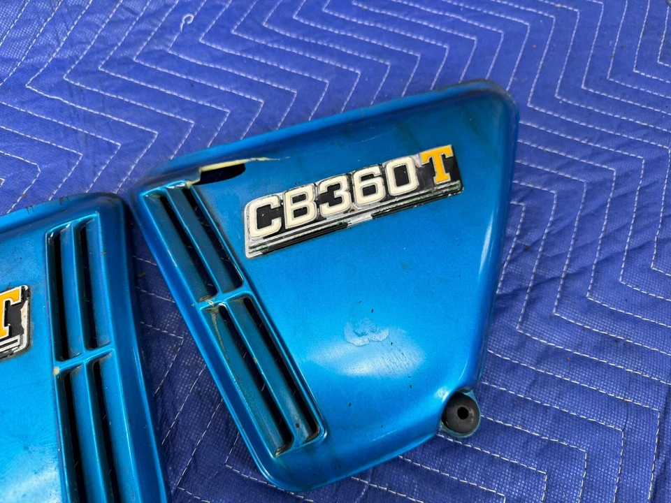 1974-1976 Honda CB360 CB360T Side Engine Panel Covers Pair L & R Moto OEM #3269E - Image 3 of 4