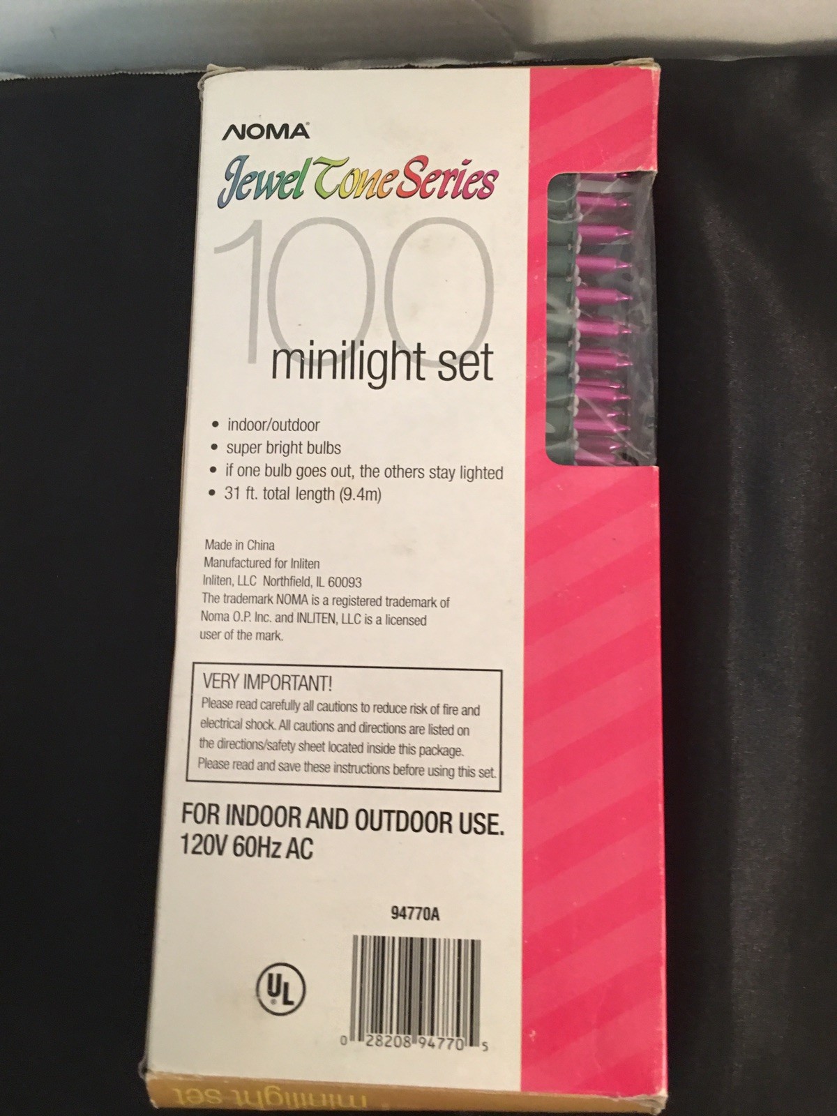 NOMA JEWEL Tone Series 100 Mini Light Set Pink Lights 31 FT Indoor