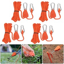 4Pcs Camping Rope Pulley Kit Adjustable Tent Ratchet Hanger with Reflective Cord