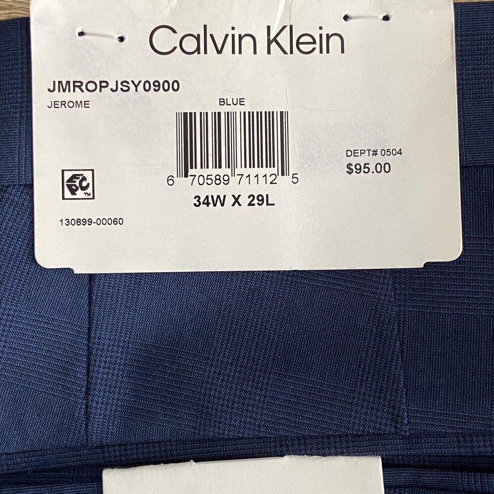 Calvin Klein Men's 34x29 Dress Pant Jerome Slim Fit Flat Front Stretch