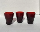 Vintage Set Of 3 Anchor Hocking Windsor Royal Ruby Red Beverage Glasses Art Deco
