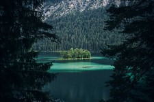 Landscape nature photography emerald water lake forest Custom Gaming Mat Desk
