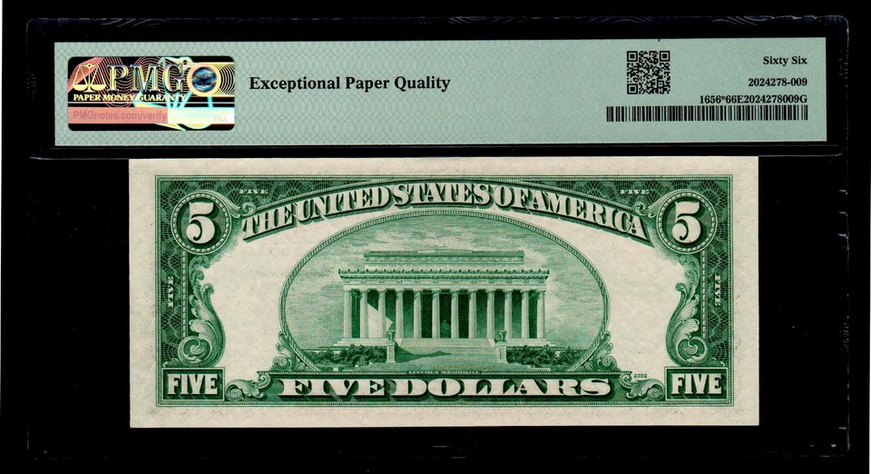 STAR 1953-A $5 Silver Certificate PMG GEM UNC 66 EPQ - Image 2 of 2