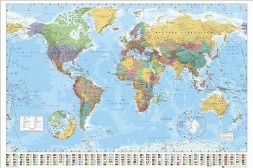 Quality POSTER.Map of the World.Mapa Mundi.Travel shop Interior Design  art.v1354