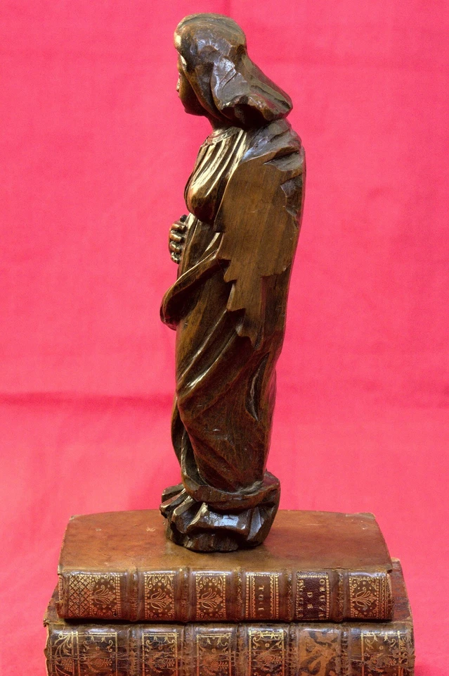 STATUETTE en BOIS Vierge ou Sainte Femme XVIIe 17e siècle 17th HAUTE EPOQUE - Photo 4/4