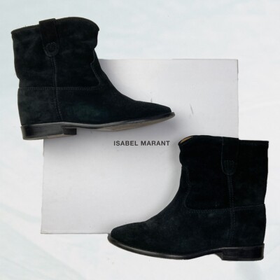 Isabel Marant Black Suede Crisi Velvet Ankle Boots with Box and Dust Bag Size 36